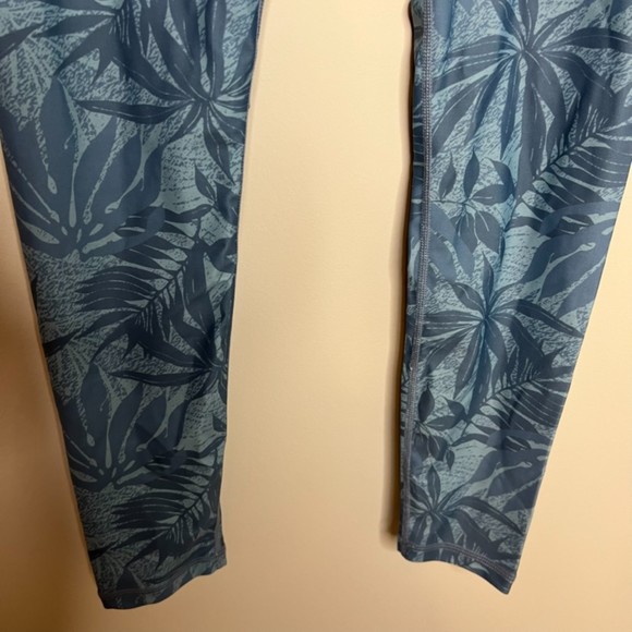 P'Tula Blue Palm Tree Leaves High Rise Leggings Size XS - Picture 3 of 9